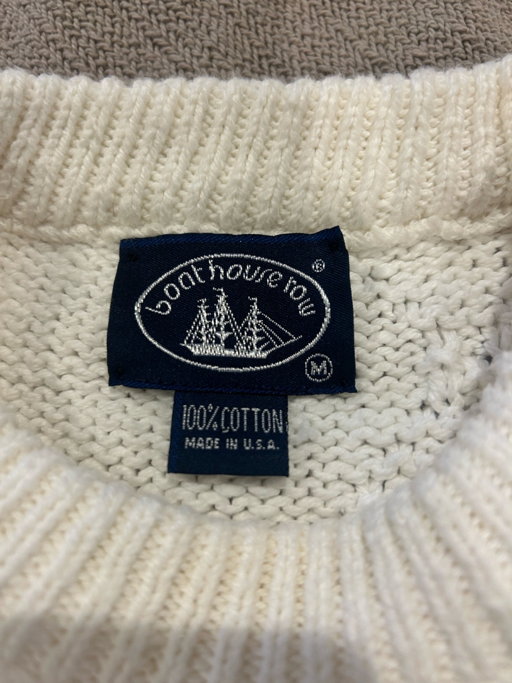 100% cotton Cream Cotton Sweater - Classic Crewneck